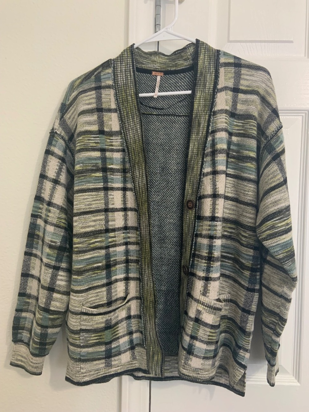 Free People Plaid Knit Cardigan Sweater | XS